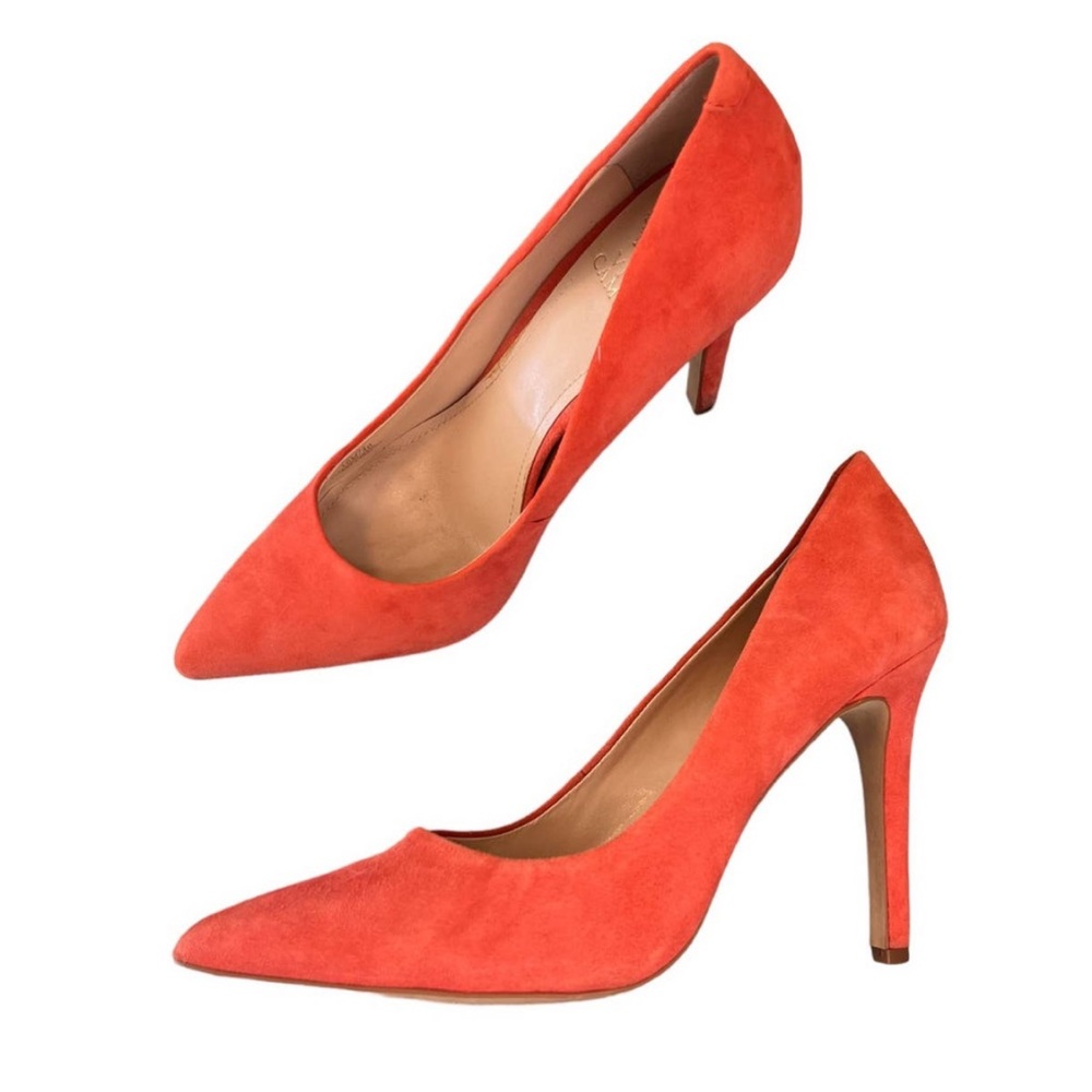 Vince Camuto Heels Orange Suede Savilla Pointed Closed Toe Dress Pumps Sz 10M